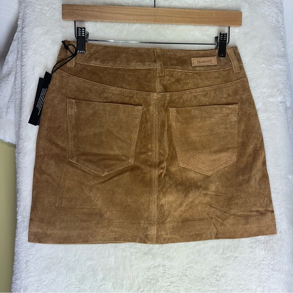 NEW BLANKNYC Pecan Brown 100% Genuine Leather Suede Mini Skirt 25 Boho NWT - Picture 11 of 15